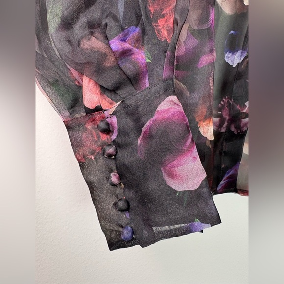 NWT Equipment Femme Women’s Boleyn Button Front Floral Sheer Silk Blouse Size M - Picture 2 of 9